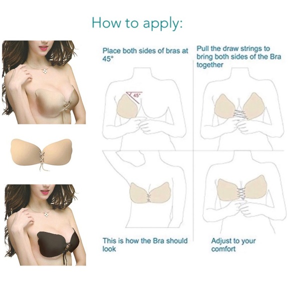 Strapless Self Adhesive Silicone Bra, Push Up Drawstring Invisible Bra - Picture 4 of 7